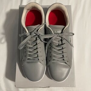 Lacoste Men's Gray/White Hydez Leather Sneakers Size 9
